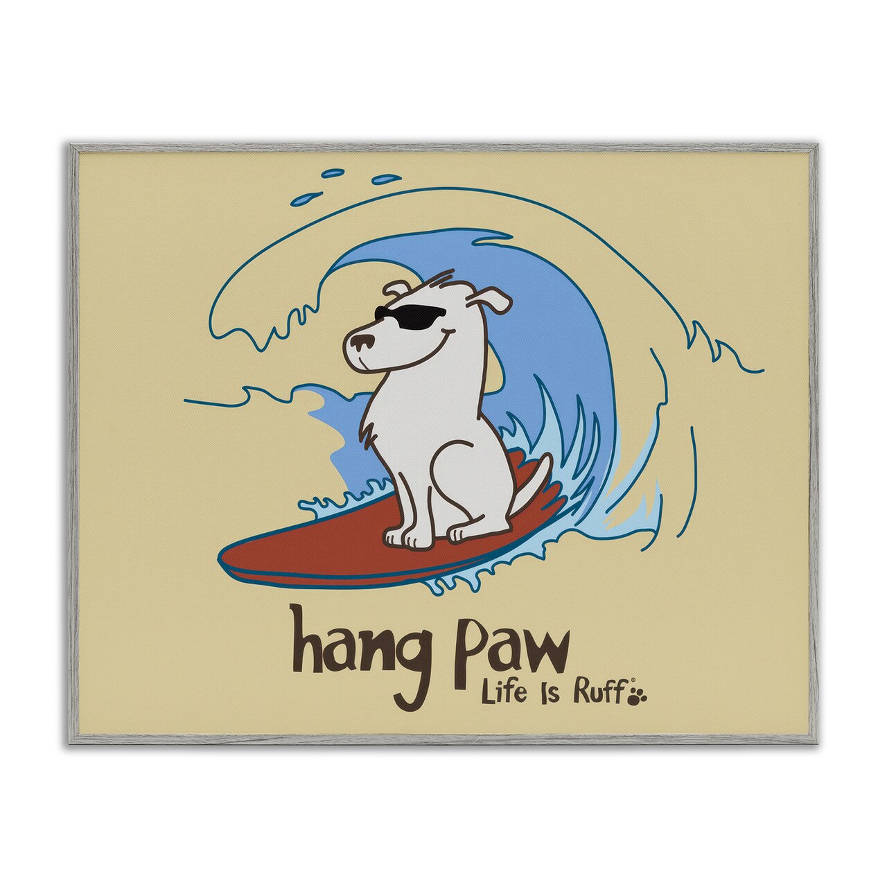 Stupell Industries Hang Paw Surfing Dog Framed Giclee Wall Art Design by LIR
